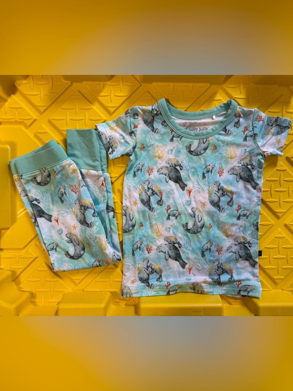 Kids' Mint Green Manatee Print Pajama Set - Sleepy Sloth